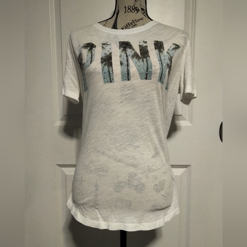 Victoria's Secret White Tee with Blue PINK Logo